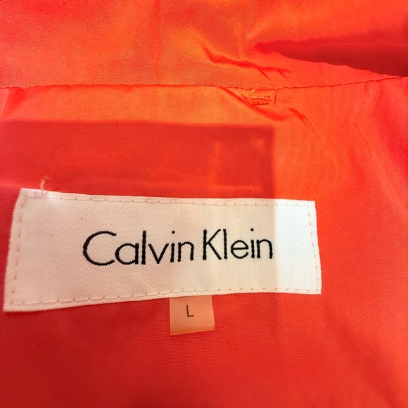 Calvin Klein Red/Orange Lightweight Bomber Jacket w/ Gold Hardware Large - Picture 6 of 10